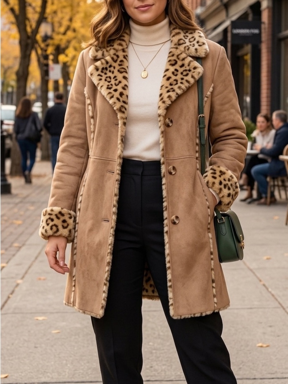 LONDON FOG FAUX SUEDE ANIMAL PRINT COAT